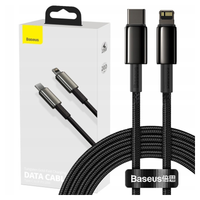kabel usb-c do lightning baseus tungsten gold, 20w, 5a, pd, 2m (czarny)