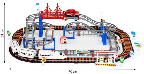 Kolejka i auto na baterie dwa tory miasto 108 elementów na Arena.pl