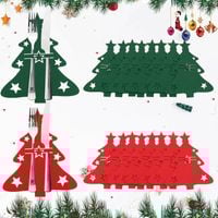 Uchwyty na sztućce świąteczne choinki 16 sztuk filcowe czerwono-zielone