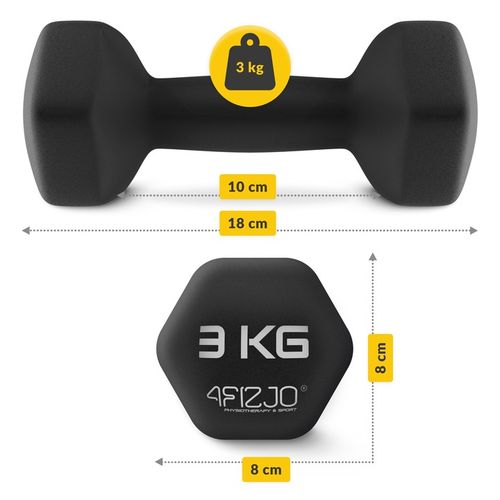 HANTLE CIĘŻARKI DO ĆWICZEŃ HANTELKI ŻELIWNE ANTYPOŚLIZGOWE ZESTAW 2x3 KG na Arena.pl