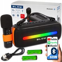 GŁOŚNIK BLUETOOTH PRZENOŚNY RADIO FM USB BEZPRZEWODOWY KARAOKE RGB MIKROFON