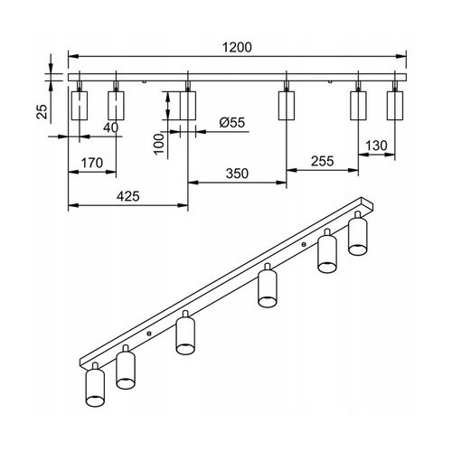 Lampa sufitowa szyna spot oprawa halogenowa 6xGU10 na Arena.pl