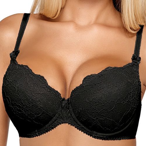 Biustonosz Push Up Koronkowy Stanik Modelujący Wygodny Wkładki Czarny 75B na Arena.pl
