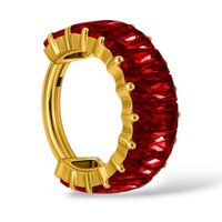 PIERCING Kolczyk Tytanowy Clicker ZŁOTY czerwone cyrkonie FLAT 1,2/10