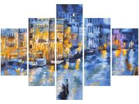 70 100CM OBRAZ 5 ELEM WENECJA NOCĄ DRUK PŁÓTNO