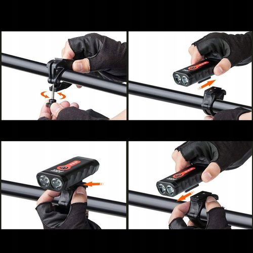 Lampka Rowerowa Światło PRZÓD TYŁ LED na rower kierownicę MOCNA USB 1800lm na Arena.pl