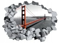 Naklejka samoprzylepna efekt 3D mosty widok miasto