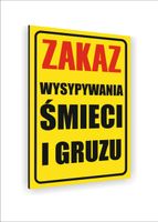 Tabliczka znak informacyjny nadruk 30x20 zakaz wysypywania śmieci i gruzu