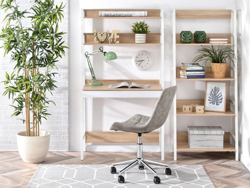 Biurko z regałem szuflady białe dąb sonoma regał do biura na Arena.pl