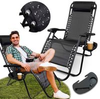 LEŻAK OGRODOWY CZARNY SKŁADANY ROZKŁADANY ZERO GRAVITY TURYSTYCZNY KRZESŁO