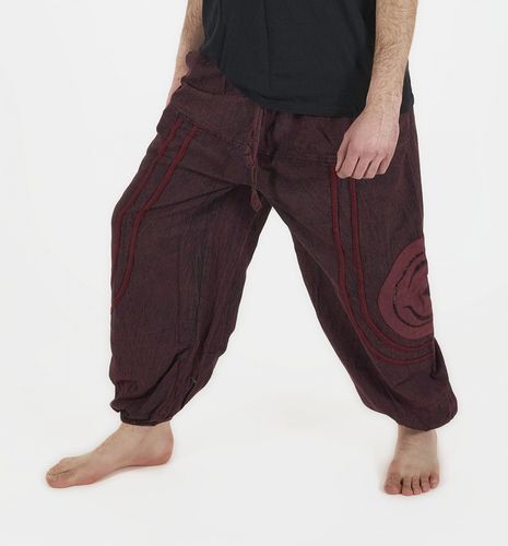 Luźne etno spodnie stonewashed czerwone OM na Arena.pl