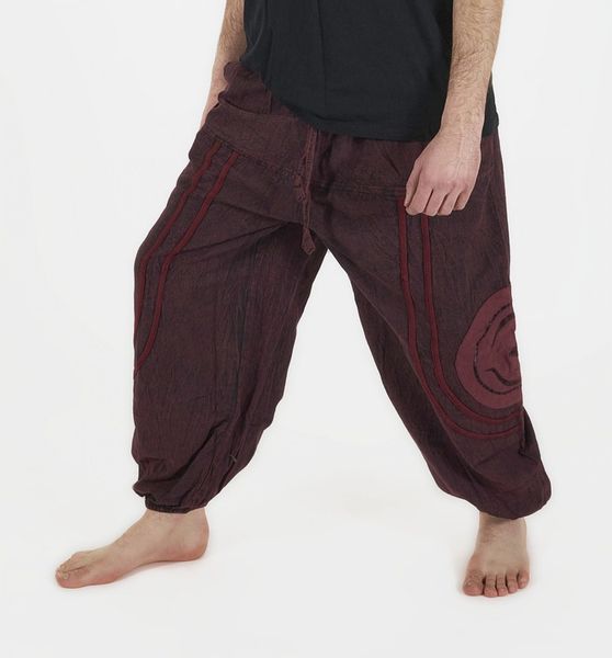 Luźne etno spodnie stonewashed czerwone OM zdjęcie 2