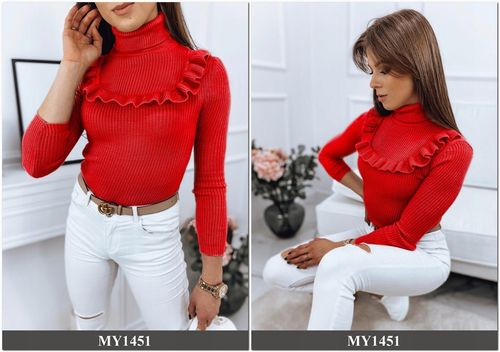 PRĄŻKOWANY SWETER DAMSKI GOLF KOLORY ox127 UNI na Arena.pl