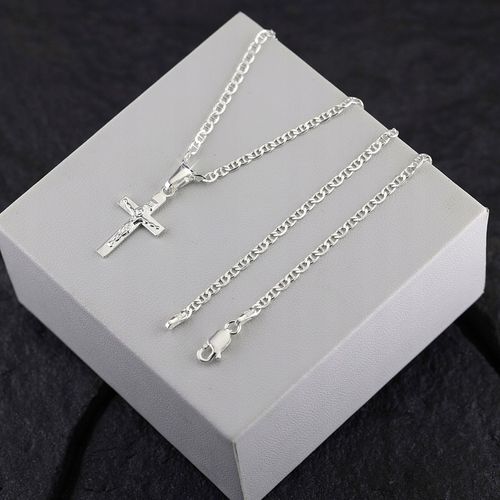 ŁAŃCUSZEK Z KRZYŻYKIEM KRZYŻ SREBRNY 925 DŁUGOŚĆ 55cm SPLOT GUCCI PUDEŁKO na Arena.pl