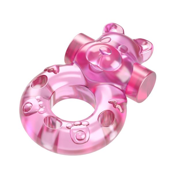 Vibrating Bear Cock Ring – Pink zdjęcie 2