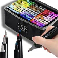 MARKERY ALKOHOLOWE ZESTAW 168SZT DWUSTRONNE PISAKI MAZAKI TOUCH PRO TORBA