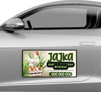 Magnes na samochód reklama magnetyczna 60x30cm JAJKA KURY Z WOLNEGO WYBIEGU