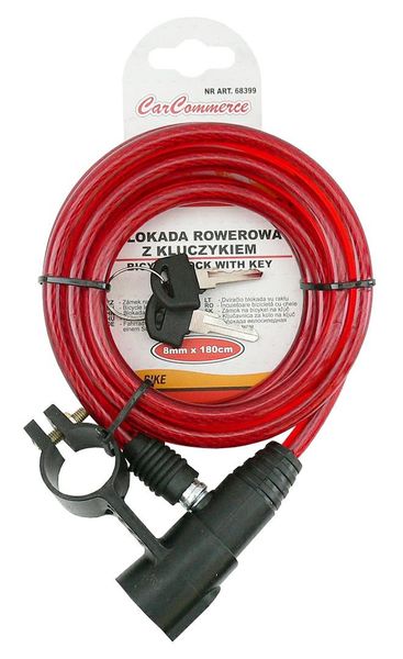 Blokada rowerowa 8mm x 180cm - kluczyk zdjęcie 1