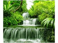 60X50CM WODOSPAD LESIE DESZCZOWYM OBRAZ ŚCIAN DREWNIANE