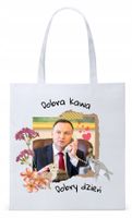Prezydent Andrzej Duda Torba Eco Biała Shopper Z Nadrukiem Ze Zdjęciem