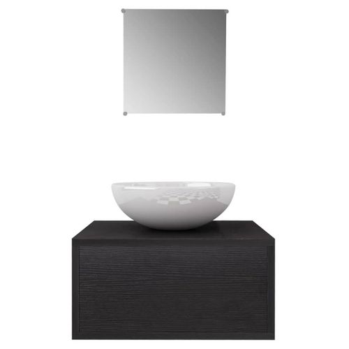 Zestaw mebli łazienkowych z umywalką i baterią 4 części czarny na Arena.pl