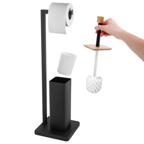 Stojak WC na szczotkę i papier toaletowy bambus - Yoka na Arena.pl