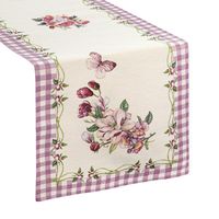 Bieznik gobelinowy w kwiaty ASTRA 45X140 naturalny+fioletowy