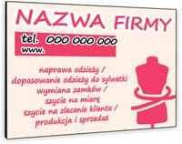 TABLICZKA REKLAMOWA szyld z dibondu nadruk uv 40x30 cm USŁUGI KRAWIECKIE
