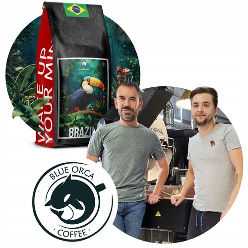 KAWA ZIARNISTA 2x500g ŚWIEŻO PALONA BRAZIL+SALVADOR 100% ARABIA - BLUE ORCA na Arena.pl