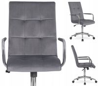 Krzesło Obrotowe Biurowe Fotel Obrotowy Do Toaletki Welurowy Szary BOSTON