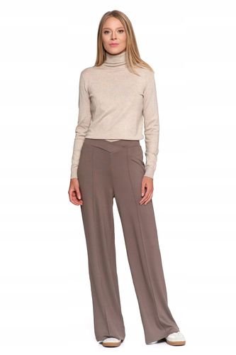 Spodnie Damskie z Szeroką Nogawką BRĄZOWY Wiskoza Eleganckie MORAJ - S na Arena.pl