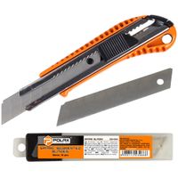 ZESTAW NÓŻ BUDOWLANY METALOWY Z AUTOMATYCZNĄ BLOKADĄ 18 MM + 10 OSTRZY