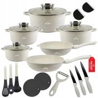 KOMPLET GARNKÓW MARMUROWYCH PATELNIA GARNKI MARMURKOWE ZESTAW INDUKCJA/GAZ