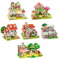 6x Miniaturowy domek 3D PUZZLE DIY ZABAWK dla dzieci Prezent