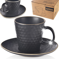 FILIŻANKA CZARNA ZE SPODKIEM CERAMICZNA DO PICIA KAWY HERBATY 235 ML