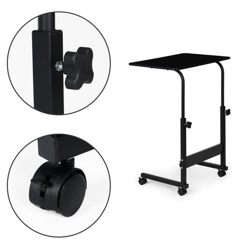 Stolik na laptopa z kółkami biurko dostawiane do fotela kanapy - czarne na Arena.pl