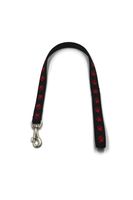 A-503 PEJCZ PODWÓJNA, KRÓTKA SMYCZ DLA PSA TAŚMA ŁAPKI 25mm/80cm Kolor - łapki czarny