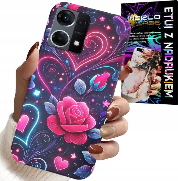 ETUI DO OPPO RENO7 4G - SERCE, RÓŻA, NASTOLETNIE CASE + SZKŁO zdjęcie 1