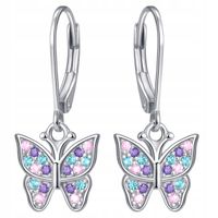 Kolczyki wiszące motylki srebrne dla dziewczynki dzieci srebro próba 925
