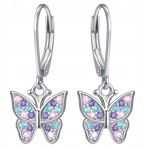 Kolczyki wiszące motylki srebrne dla dziewczynki dzieci srebro próba 925 na Arena.pl