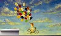 Fototapeta KOBIETA Z BALONAMI ROWEREM 390x280