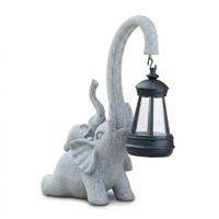 Lampa Solarna Figurka Słoń Rzeźba Ogrodowa Żywiczna Dekoracyjna Szara