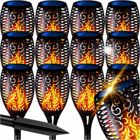 12x LAMPKI SOLARNE LED POCHODNIA OGRODOWA WBIJANE PŁOMIEŃ OGIEŃ OGRODOWE