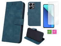 Etui z klapką do XIAOMI REDMI NOTE 13 4G skórzane zielony + szkło na ekran