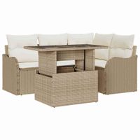 Zestaw Sof na Ogród 5 pcs Beżowy 100 x 55 x 73 cm Polirattan