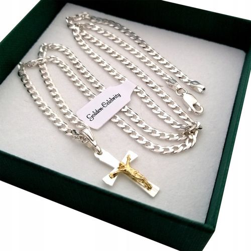 ŁAŃCUSZEK SREBRNY MĘSKI Z KRZYŻYKIEM PR. 925 NA PREZENT + DEDYKACJA GRATIS na Arena.pl