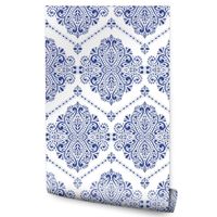 Tapeta Do Przedpokoju NIEBIESKIE Ornamenty Styl Vintage