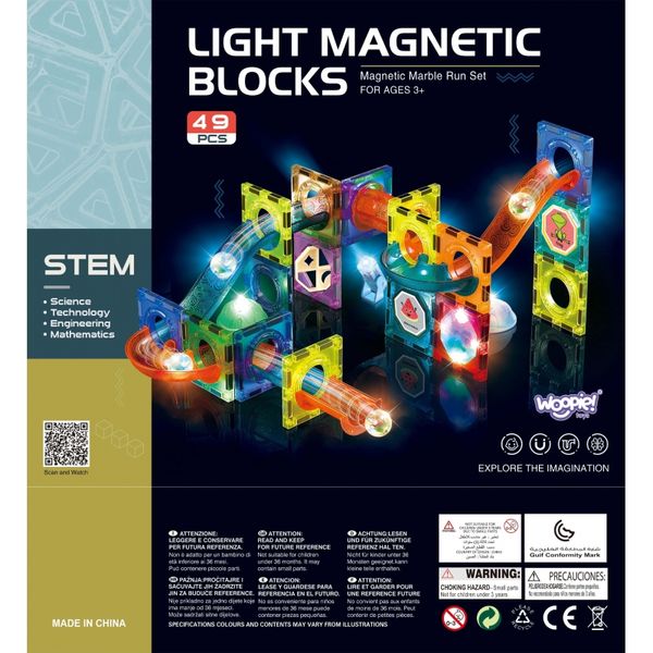 WOOPIE Klocki Magnetyczne Tor Kulkowy Świetlny Kulodrom 49 el. zdjęcie 7