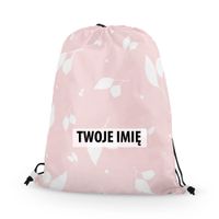 WORKO-PLECAK z Twoim imieniem Białe listki na różu 025