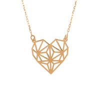 Złoty Naszyjnik Celebrytka Serce Origami Grawer